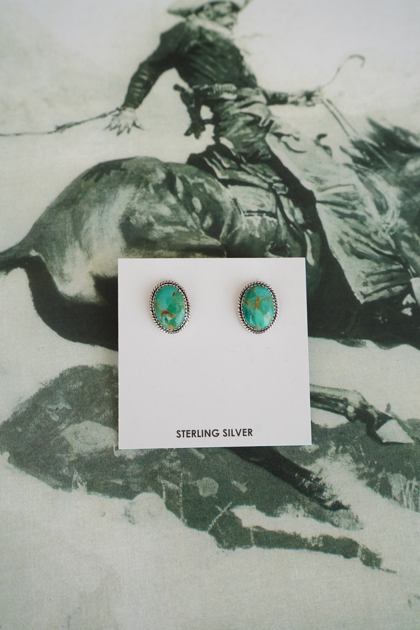 Kingman Turquoise Oval Stud Earrings