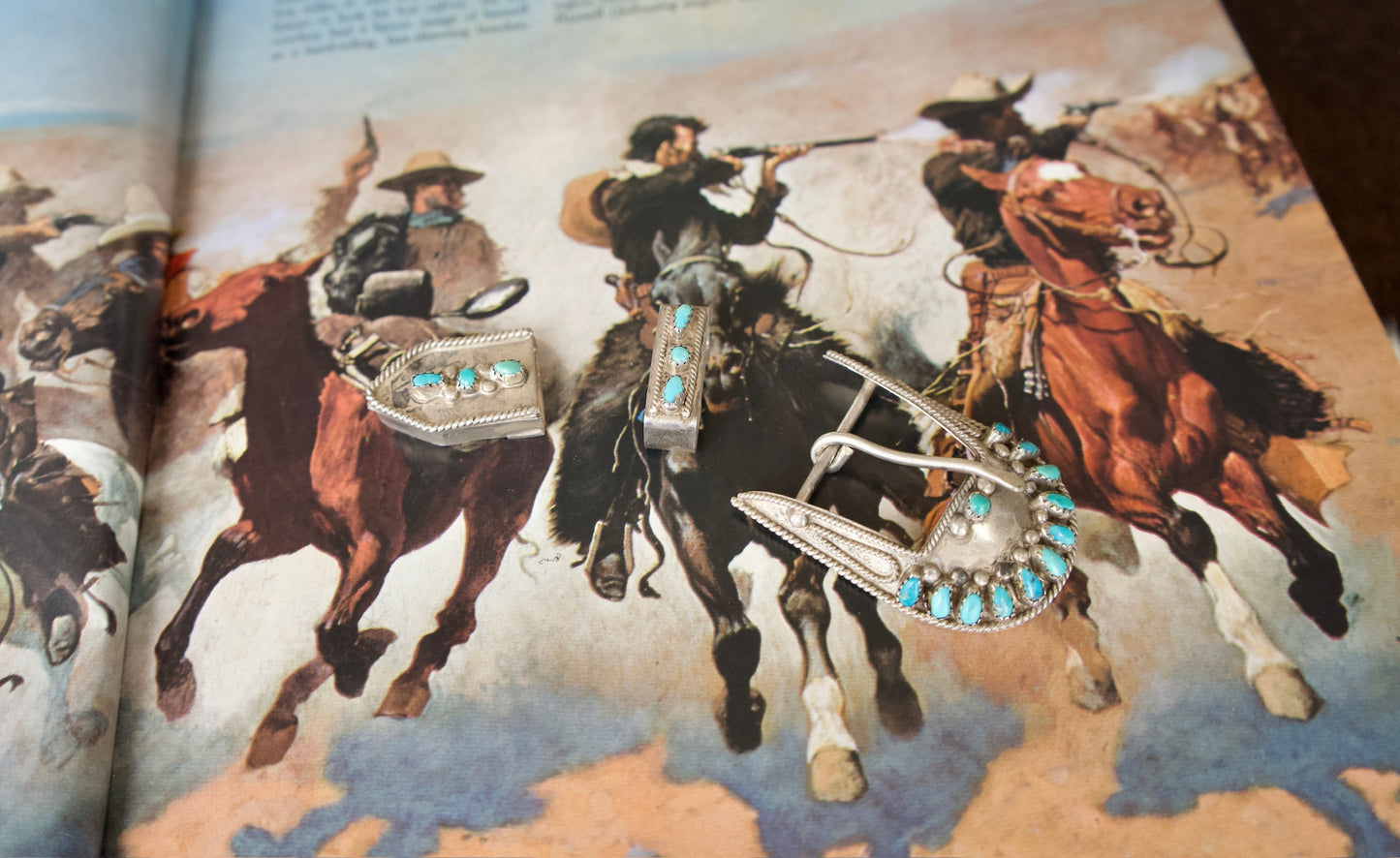 Vintage 1910’s Turquoise Zuni Belt Buckle Set
