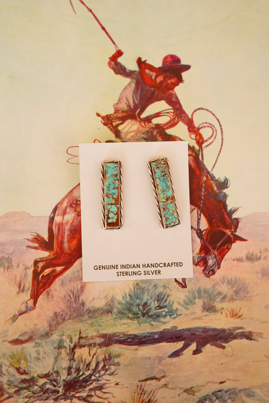 Steve Francisco Turquoise Bar Stud Earrings