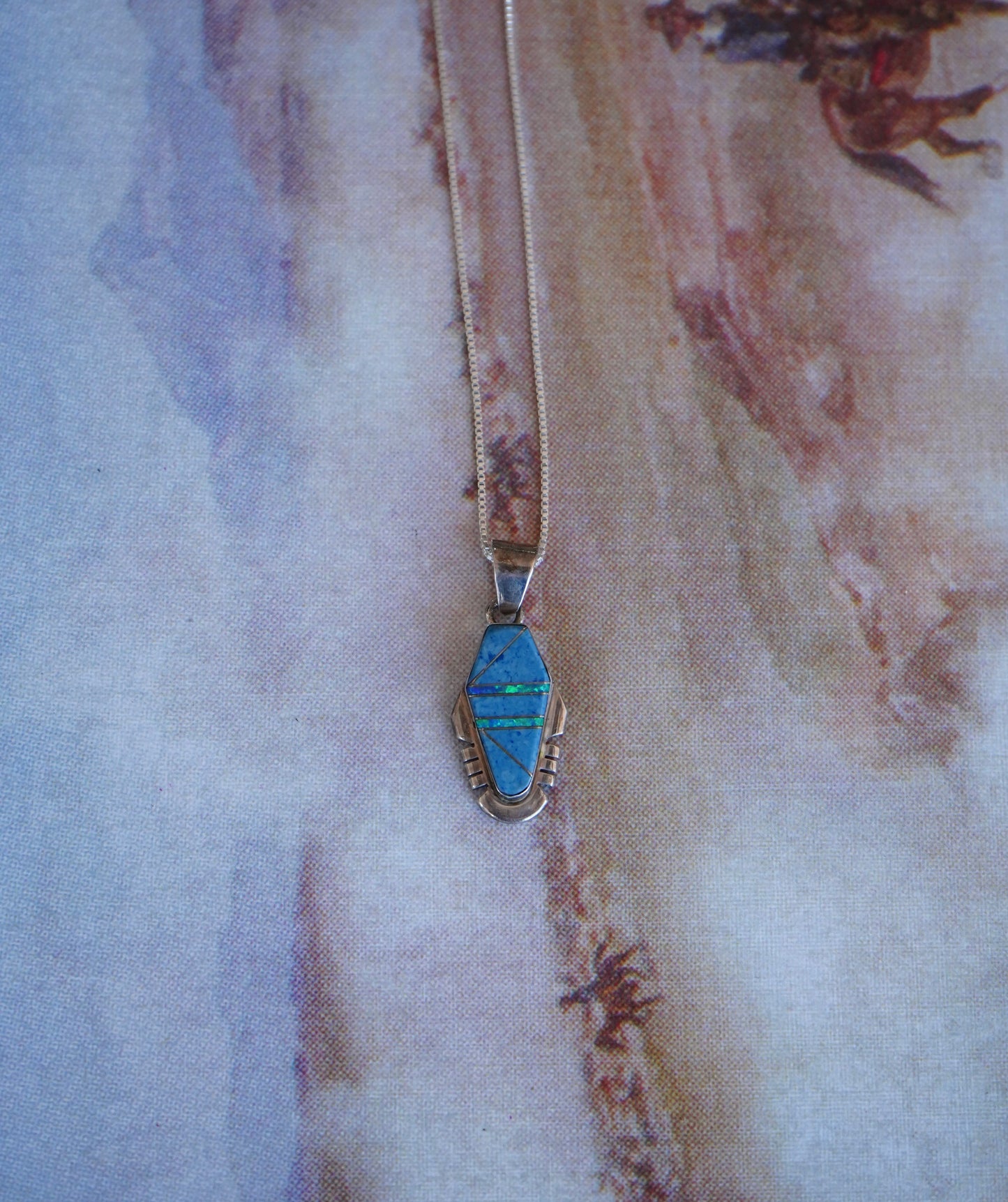Vintage Blue Opal Inlay Pendant