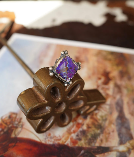 Z Bar Purple Mojave Diamond Square w/ Boarded Band Ring - Adj