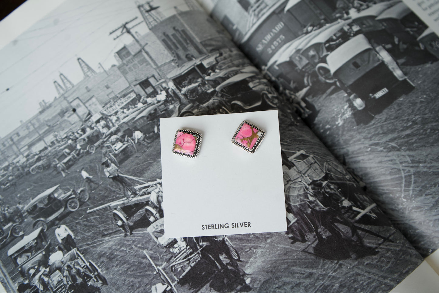 Square Turquoise Stud Earrings