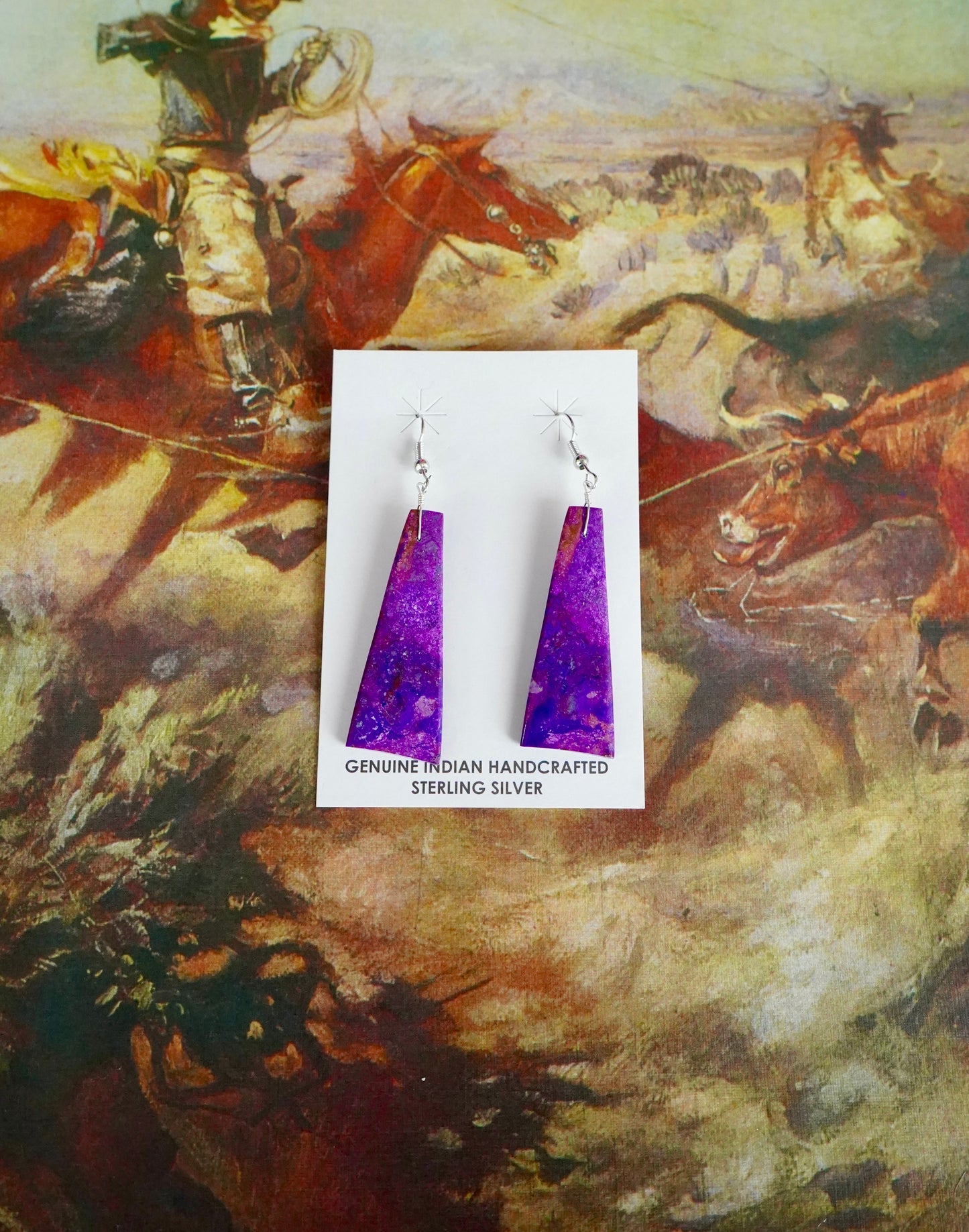 Turquoise Slab Fish Hook Earrings