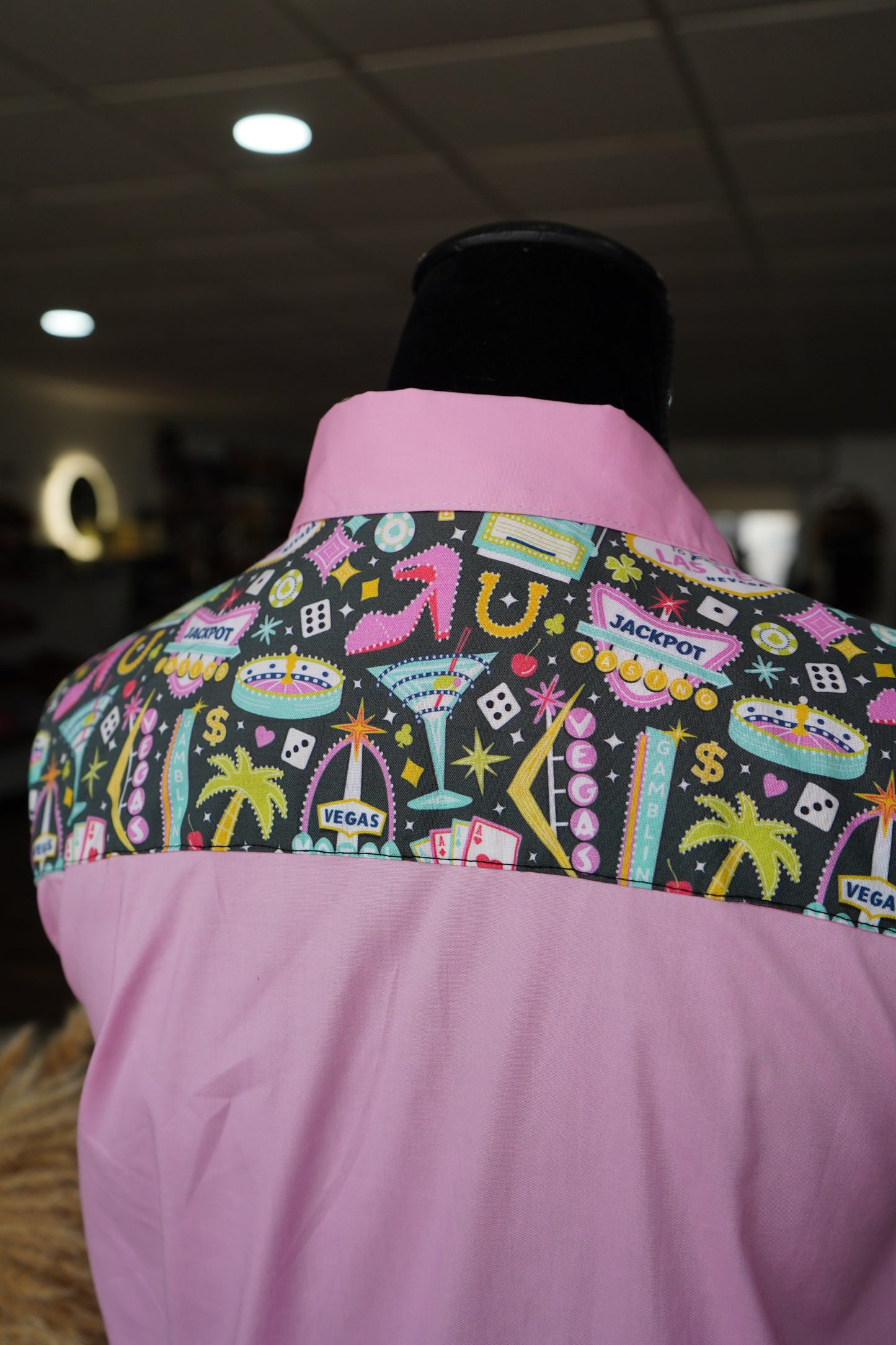 XL - Pink Vegas on Light Pink Cotton Button Down