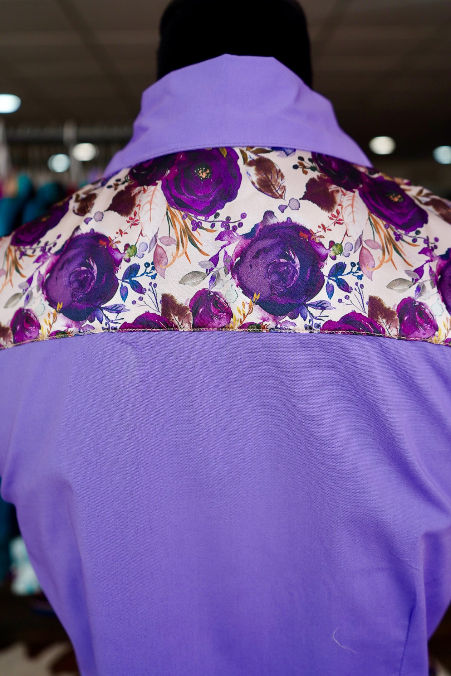 M - Plum Roses on Lavender Cotton Button Down