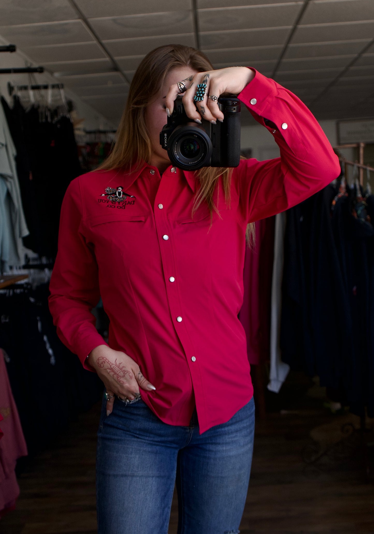 Daisy Gang Fishing Shirt - Hot Pink Long Sleeves