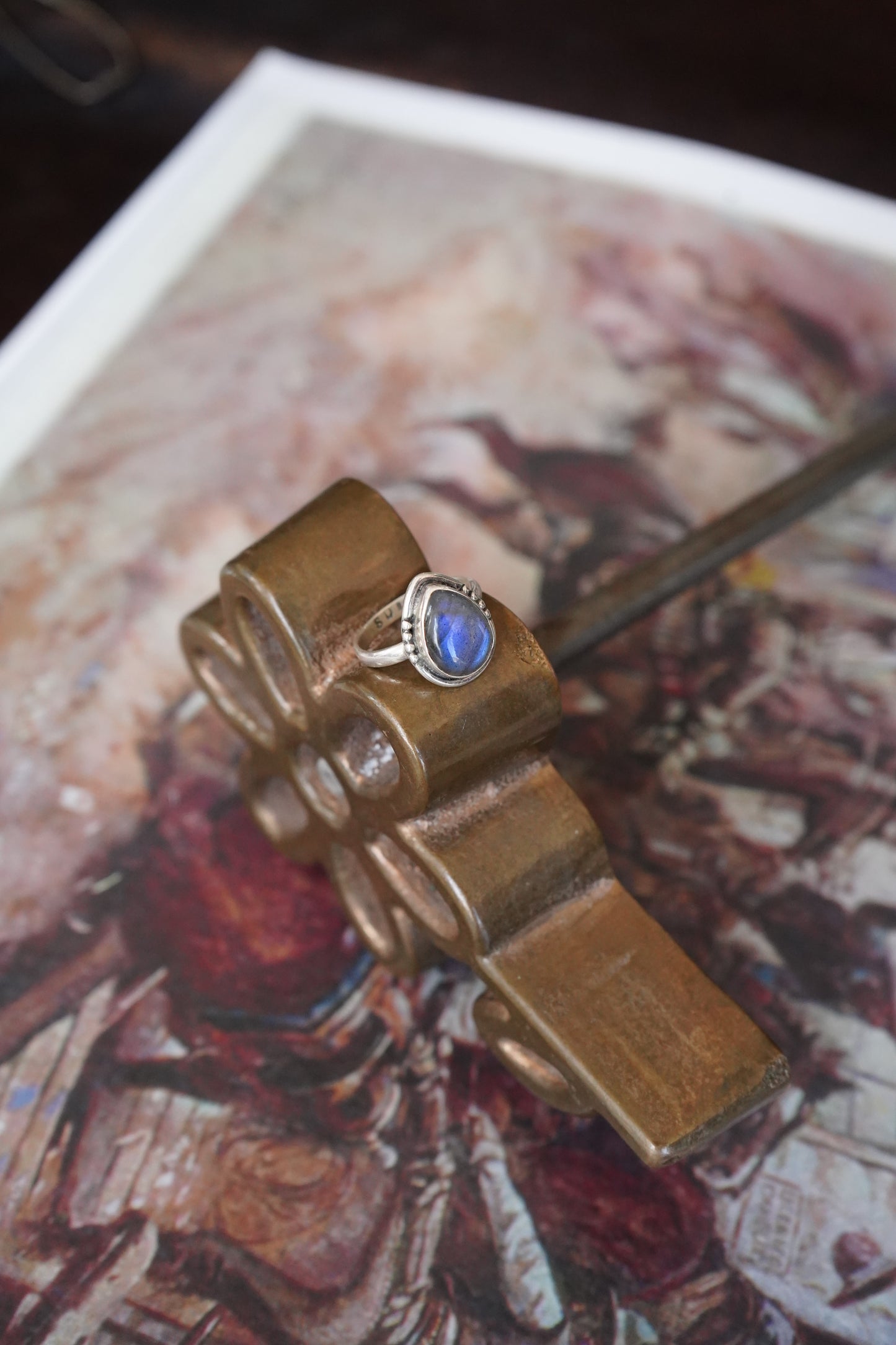 Labradorite Teardrop Ring - Sz 9