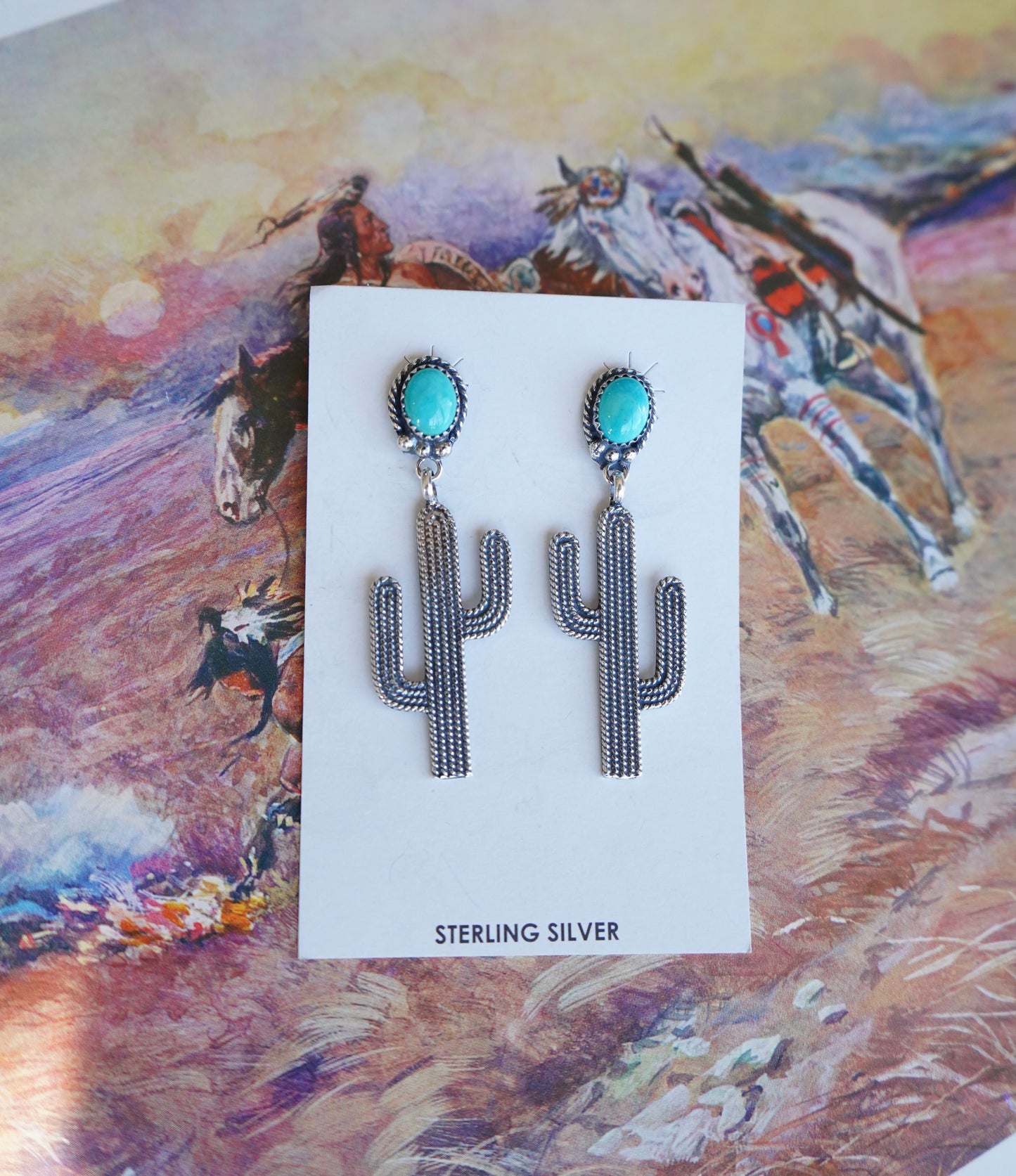 Sharon McCarthy Turquoise Dangly Cactus Stud Earrings