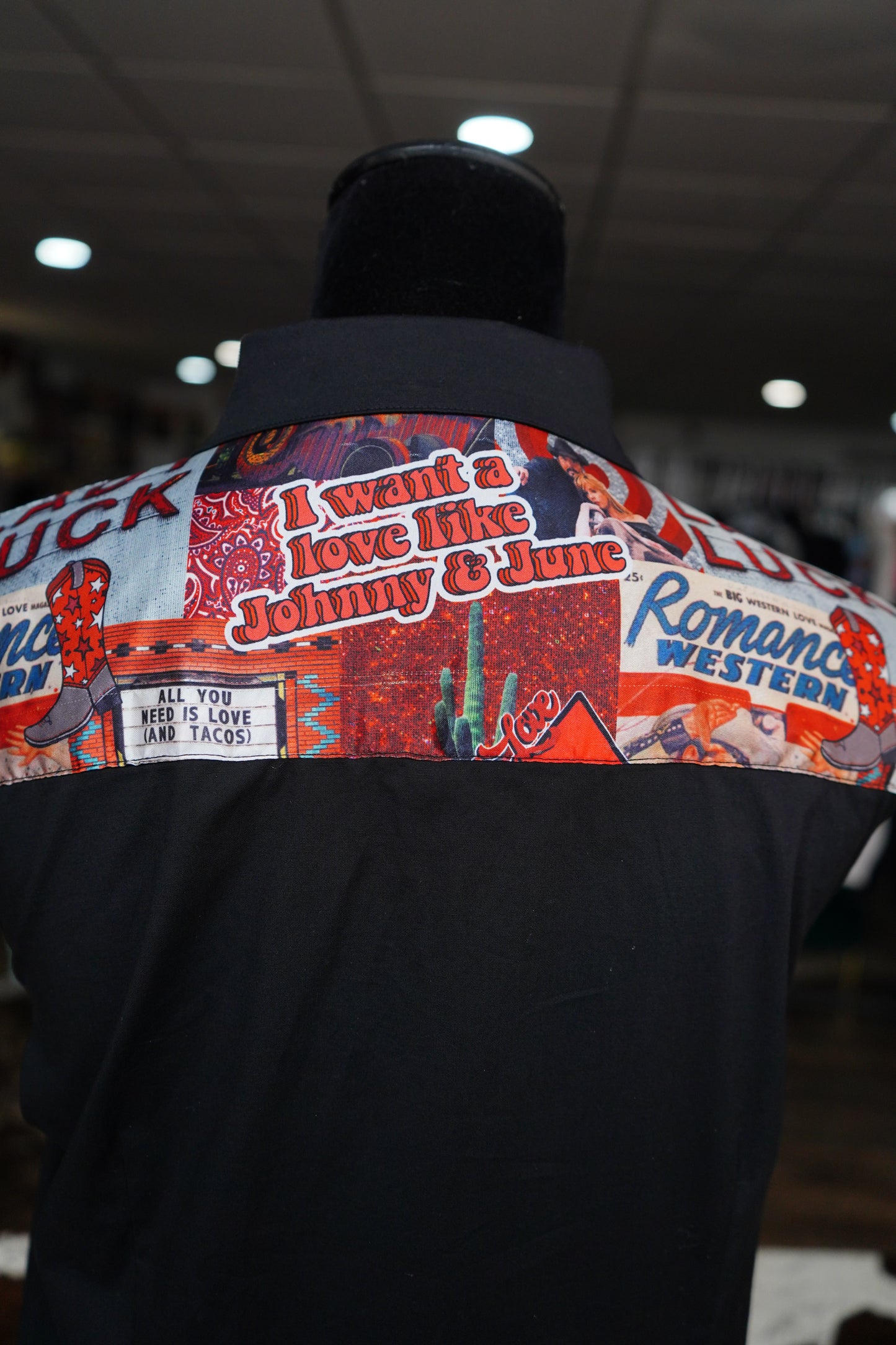 XL - Cowboy Love on Black Cotton Button Down