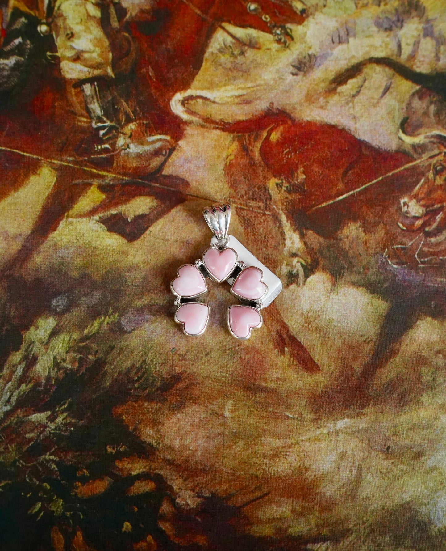 Pink Conch Hearts Pendant