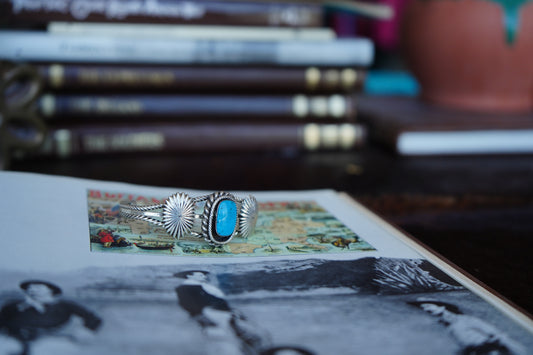 Sterling Silver Concho & Turquoise Cuff