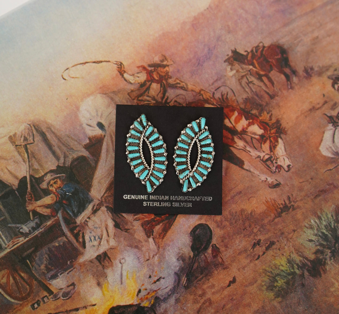 Tamara Benally Turquoise Oval Swirl Earrings