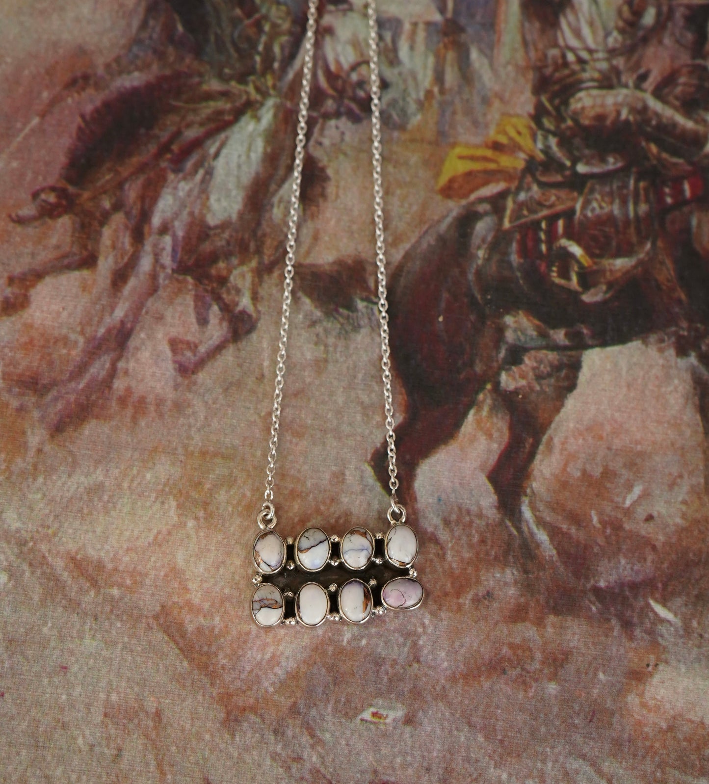 8 Stone Violet Rose Dahlia Cluster Necklace