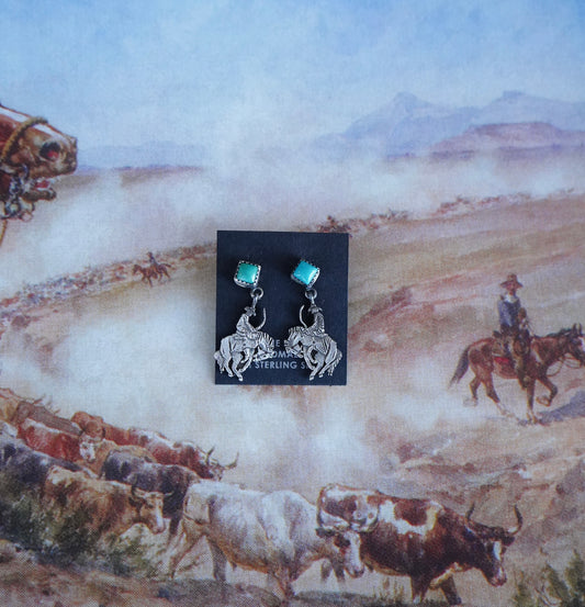 Annie Spencer Turquoise Bucking Horse Stud Earrings
