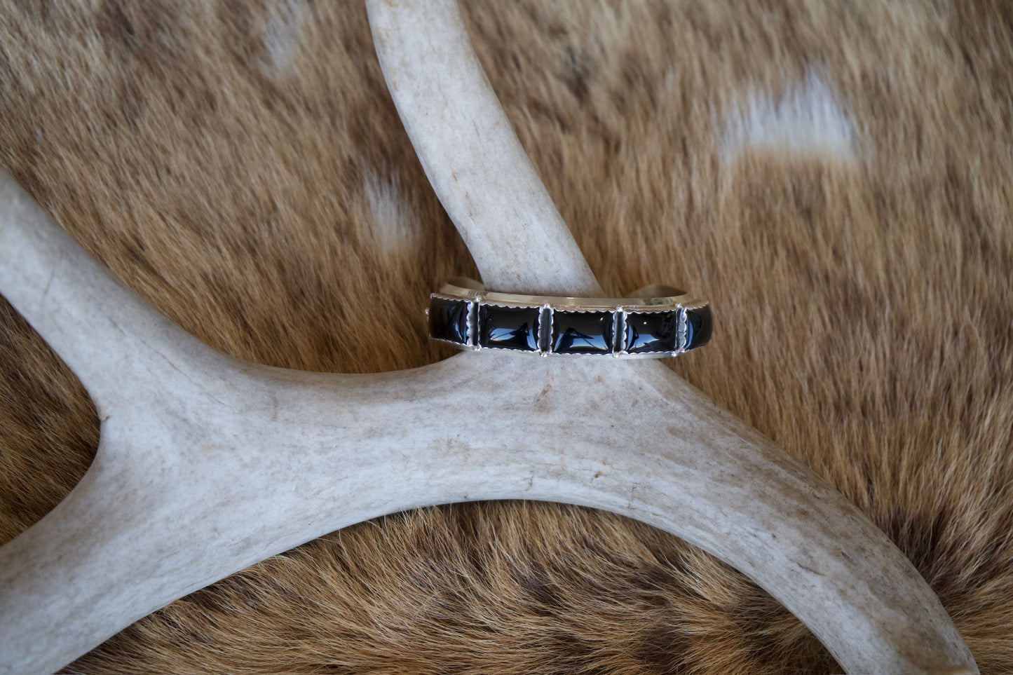 Five Stone Rectangle Black Onyx Cuff