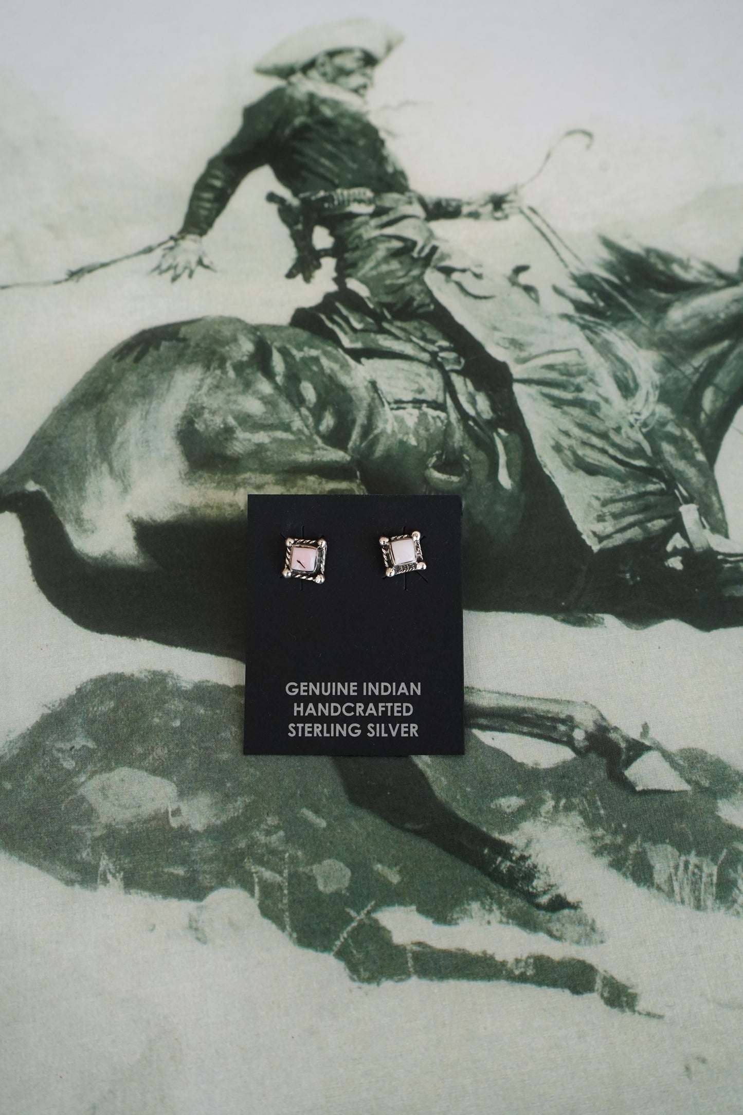 Sheena Jack Square Pink Conch Stud Earrings