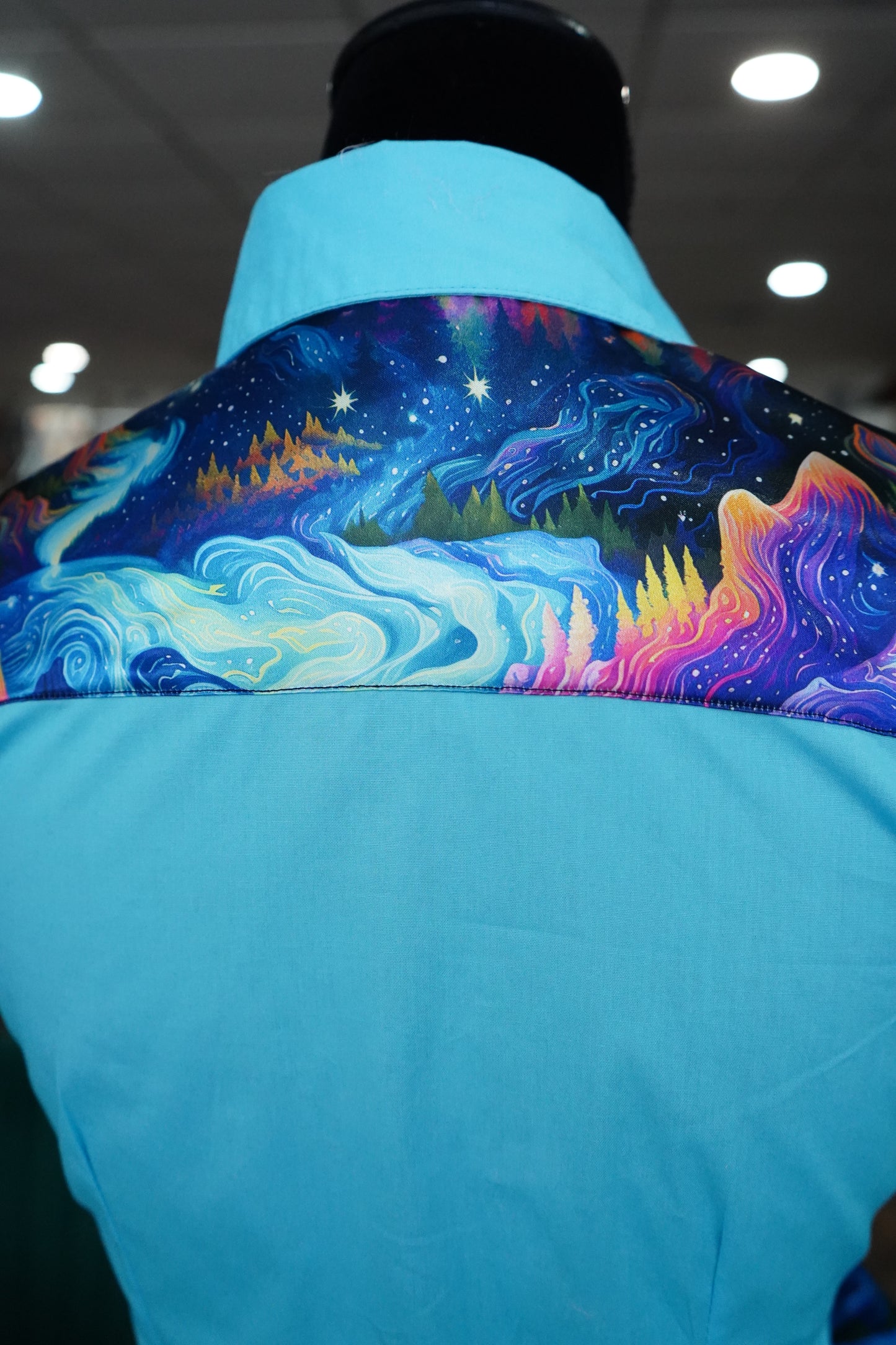 S - Mystic Mountains on Cerulean Cotton Button Down