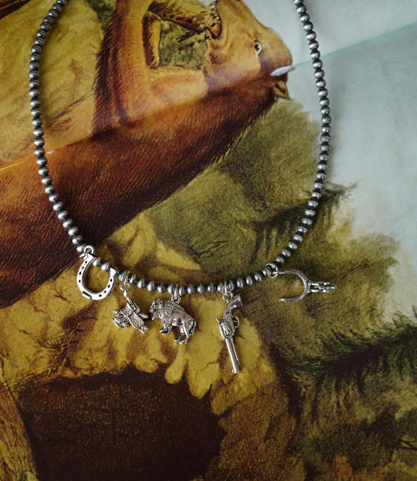 Sterling Silver Navajo Pearl Charm Necklaces