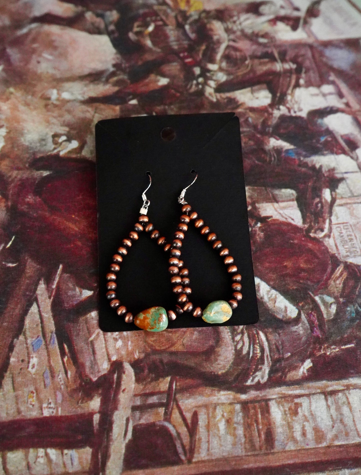 Copper & Turquoise Fishhook Earrings