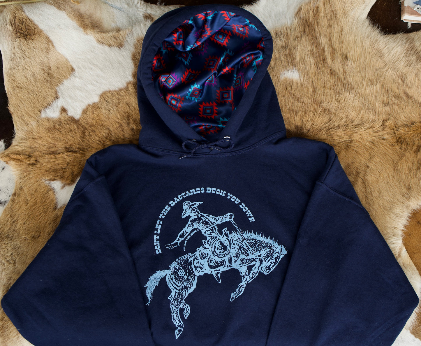 Navy Bucked Down Satin Lined Hoodies