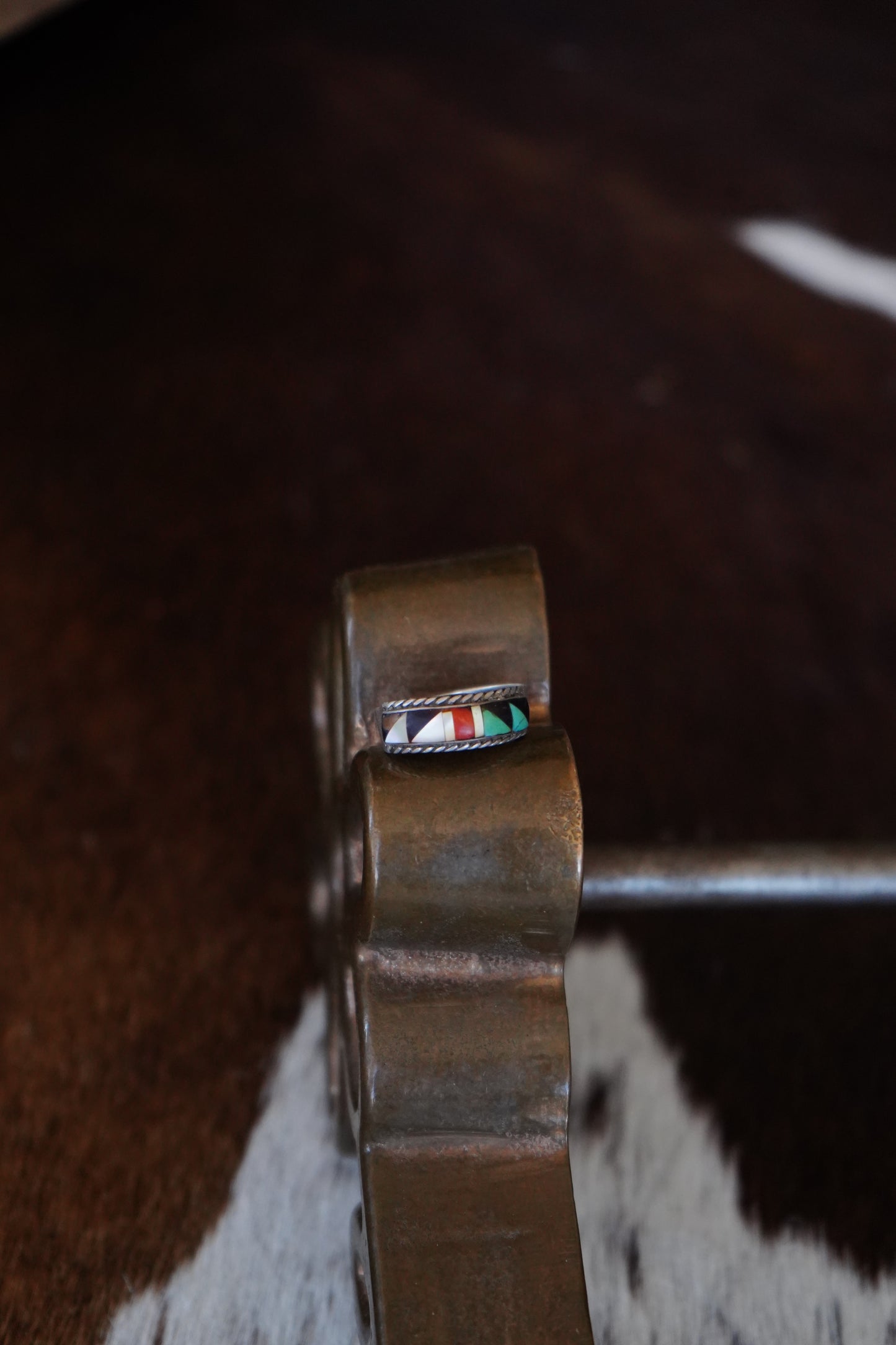 Vintage Multi Stone Inlay Ring - Sz 5