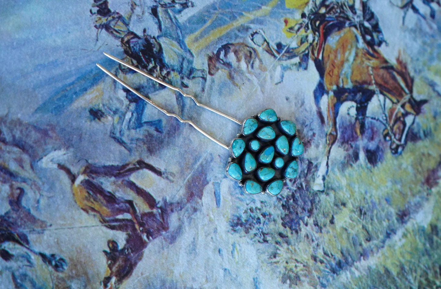 Turquoise Cluster Hair Pin
