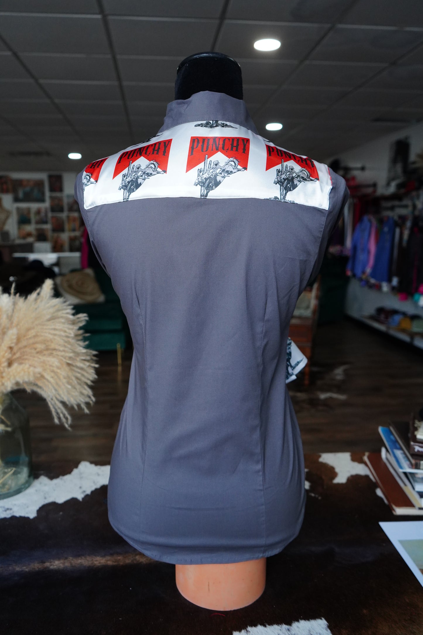 S - Punchy on Gray Cotton Button Down