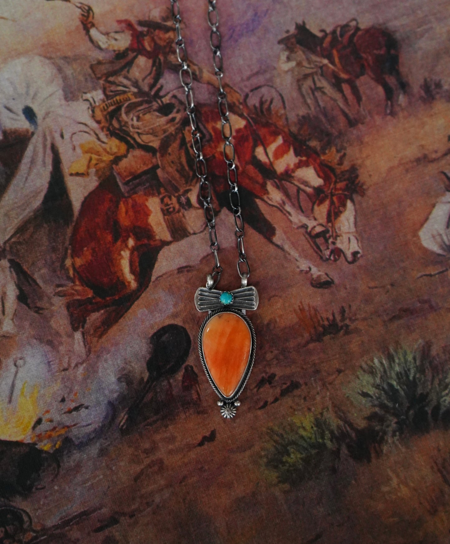 Verley Betone Orange Spiny & Turquoise Necklace