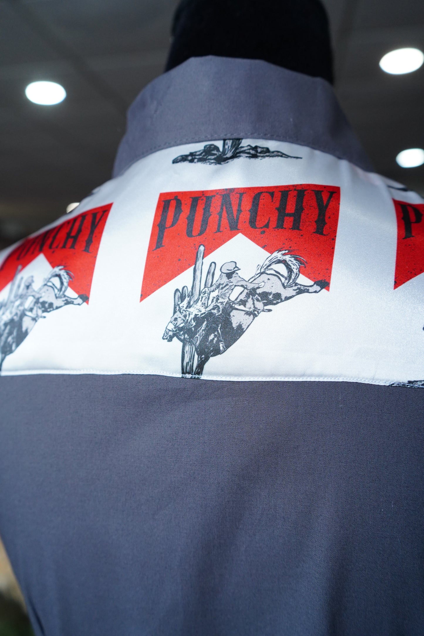 S - Punchy on Gray Cotton Button Down