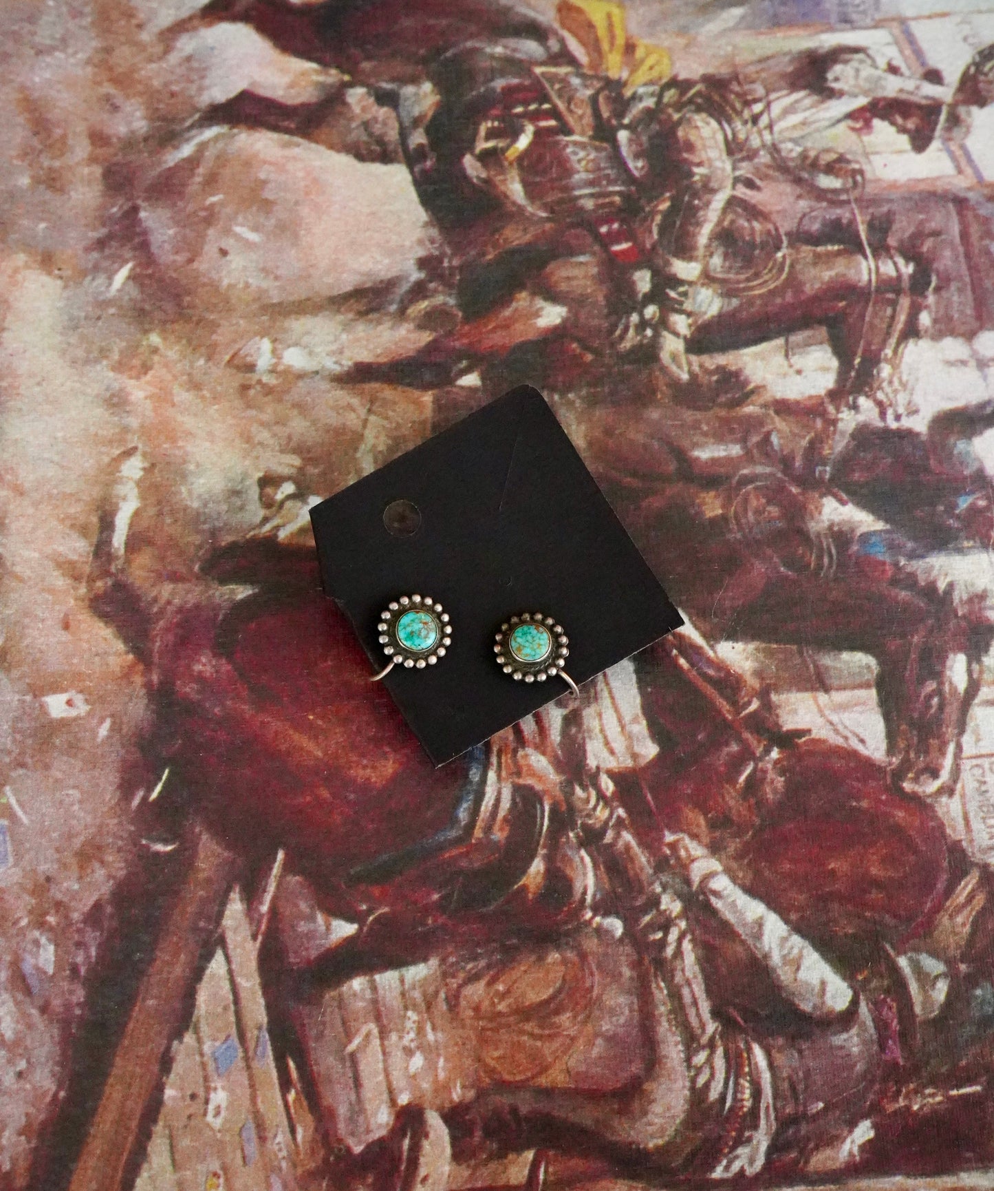 Vintage Turquoise Concho Screw Back Earrings