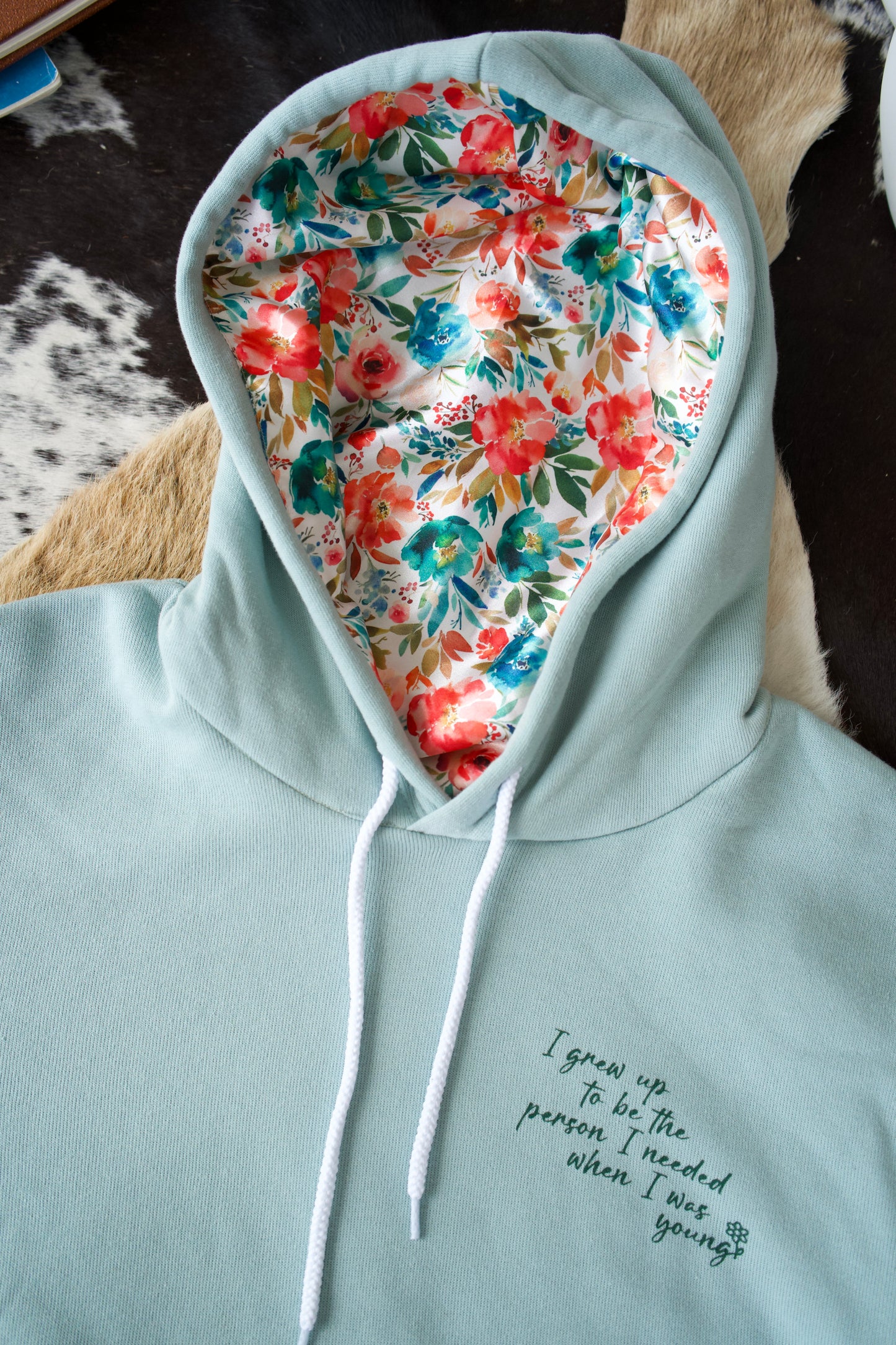 Grew Up Satin Lined Hoodie - Sage