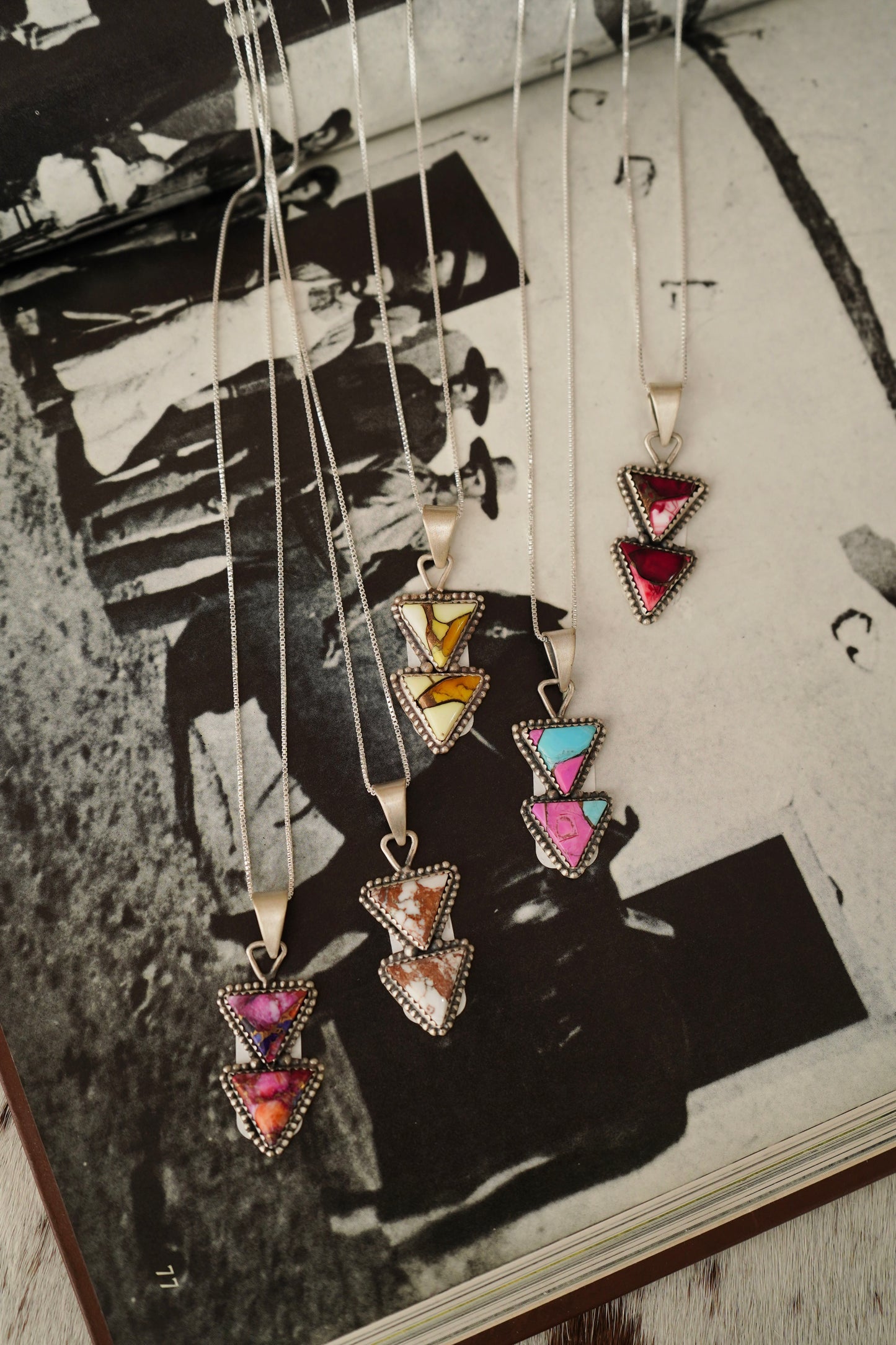 Turquoise Triangular 2 Stone Pendants