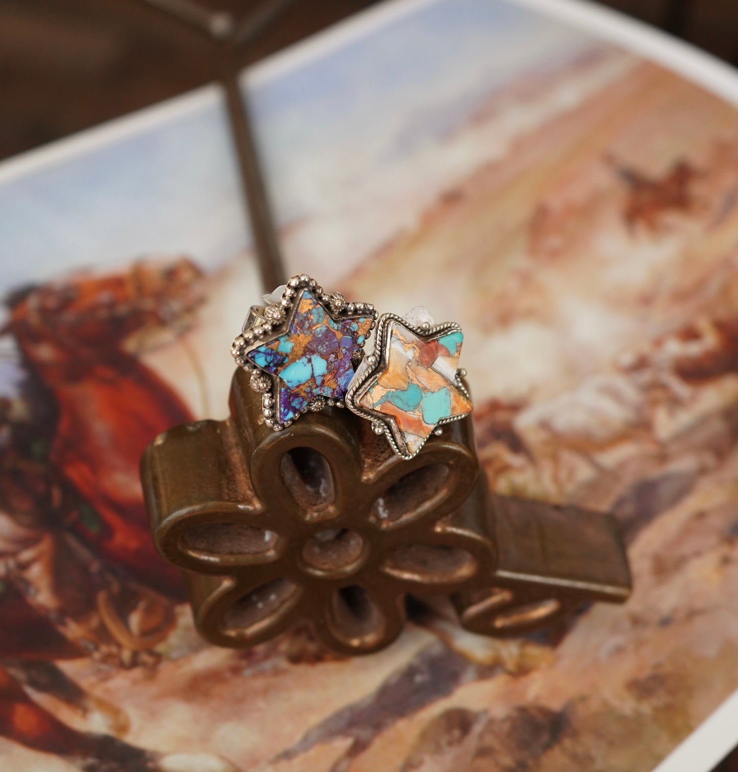 Turquoise Star Rings - Adj