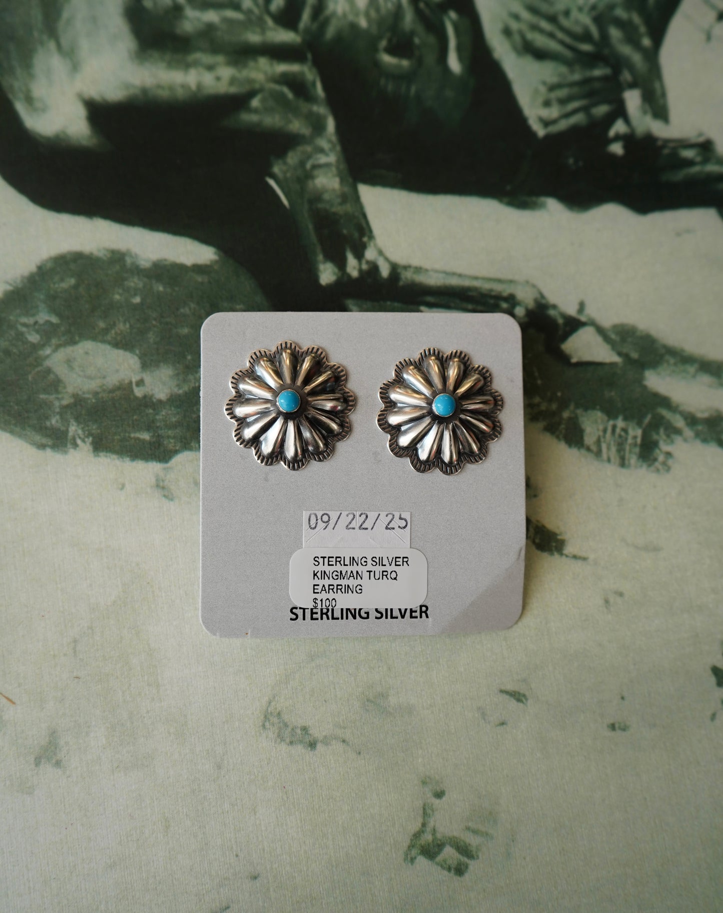 Sterling Silver Concho Stud Earrings