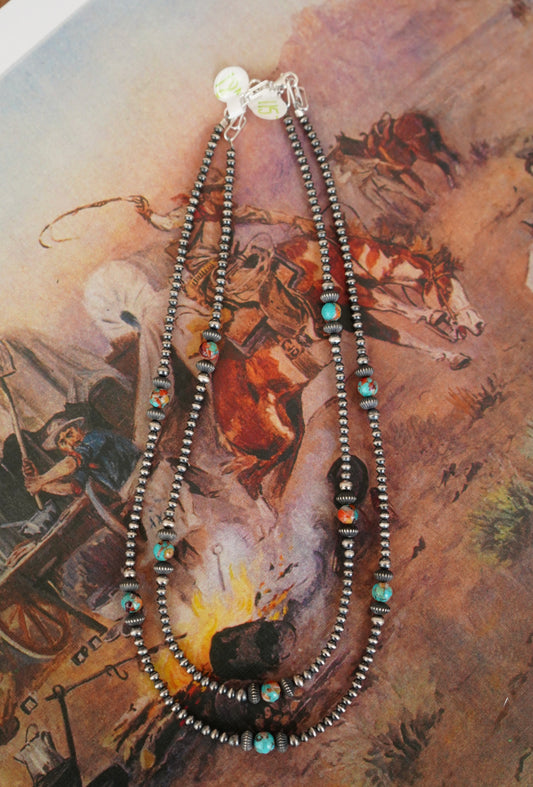 Sterling Silver Saucer Pearls w/ Dahlia Beads Necklaces