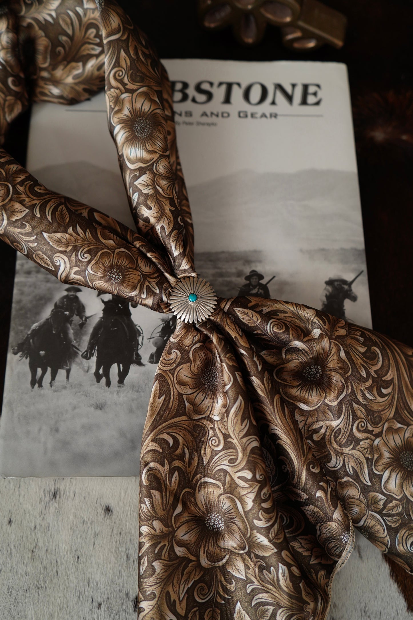 Tooled Floral Leather Wildrag