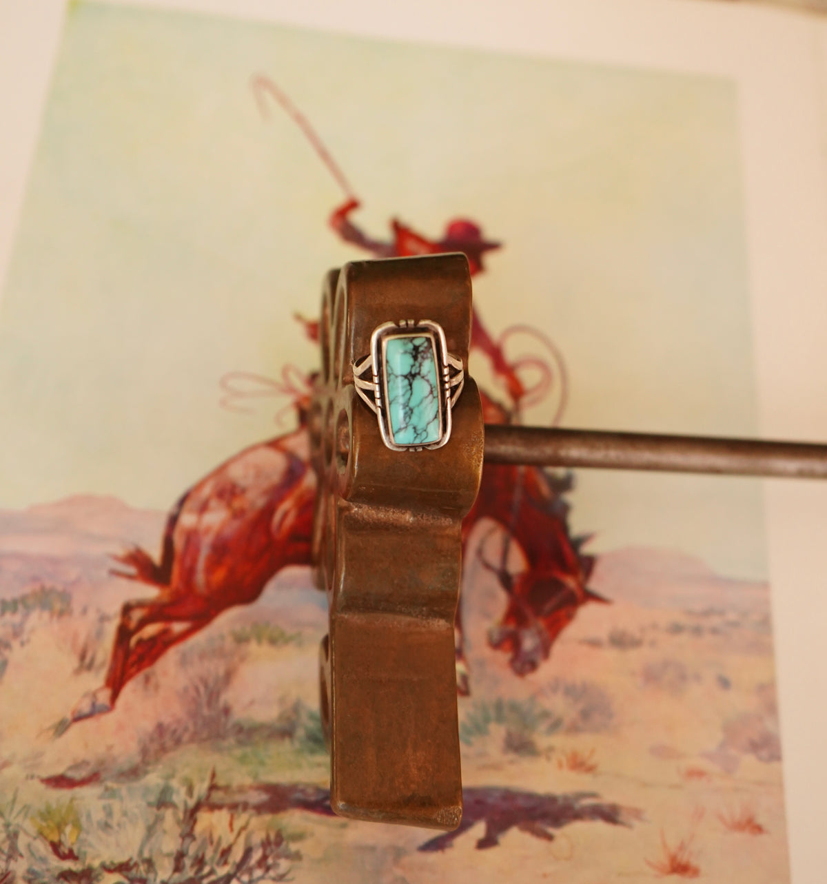 Turquoise Bar Ring - Sz 9