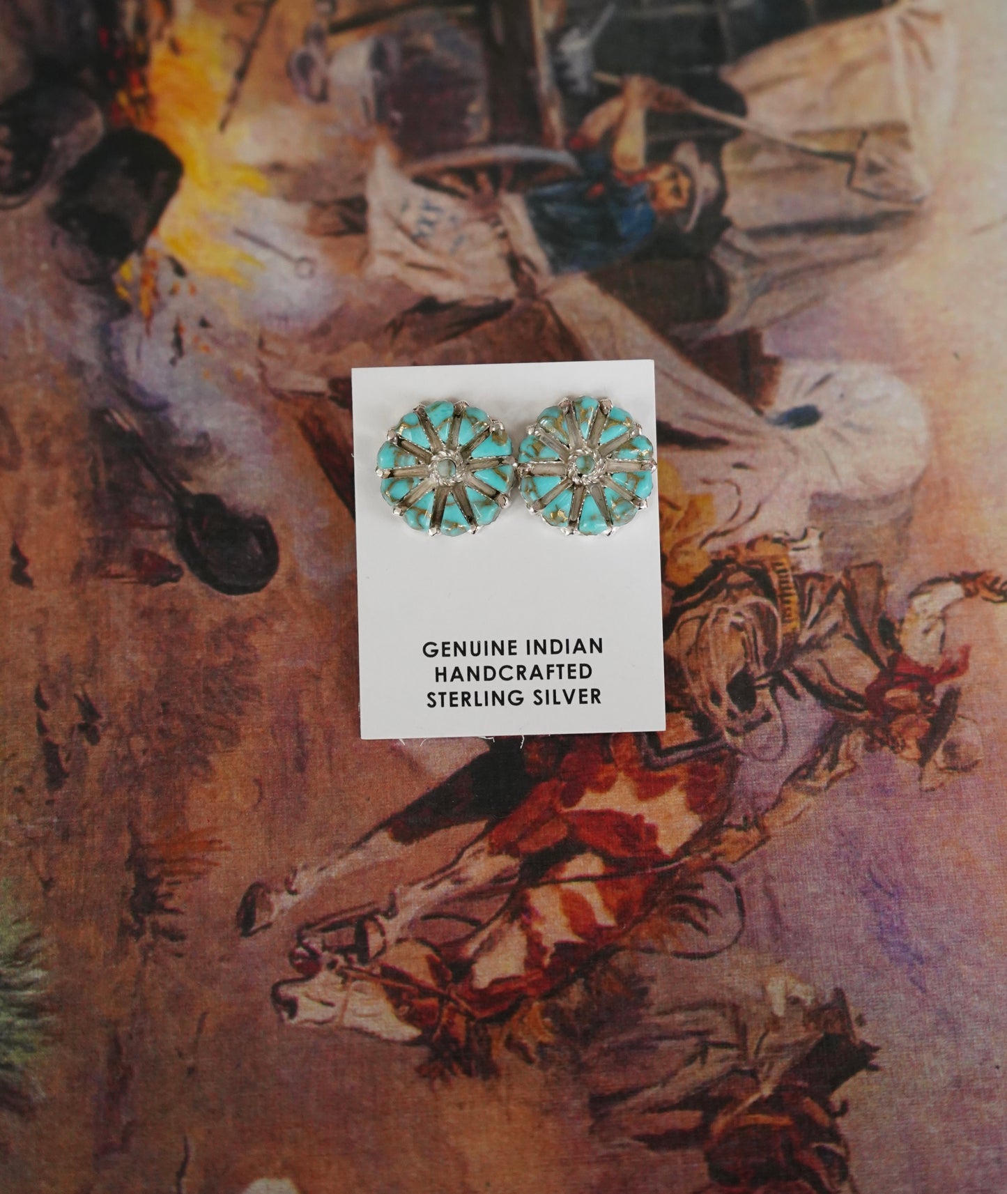 Turquoise Cluster Stud Earrings
