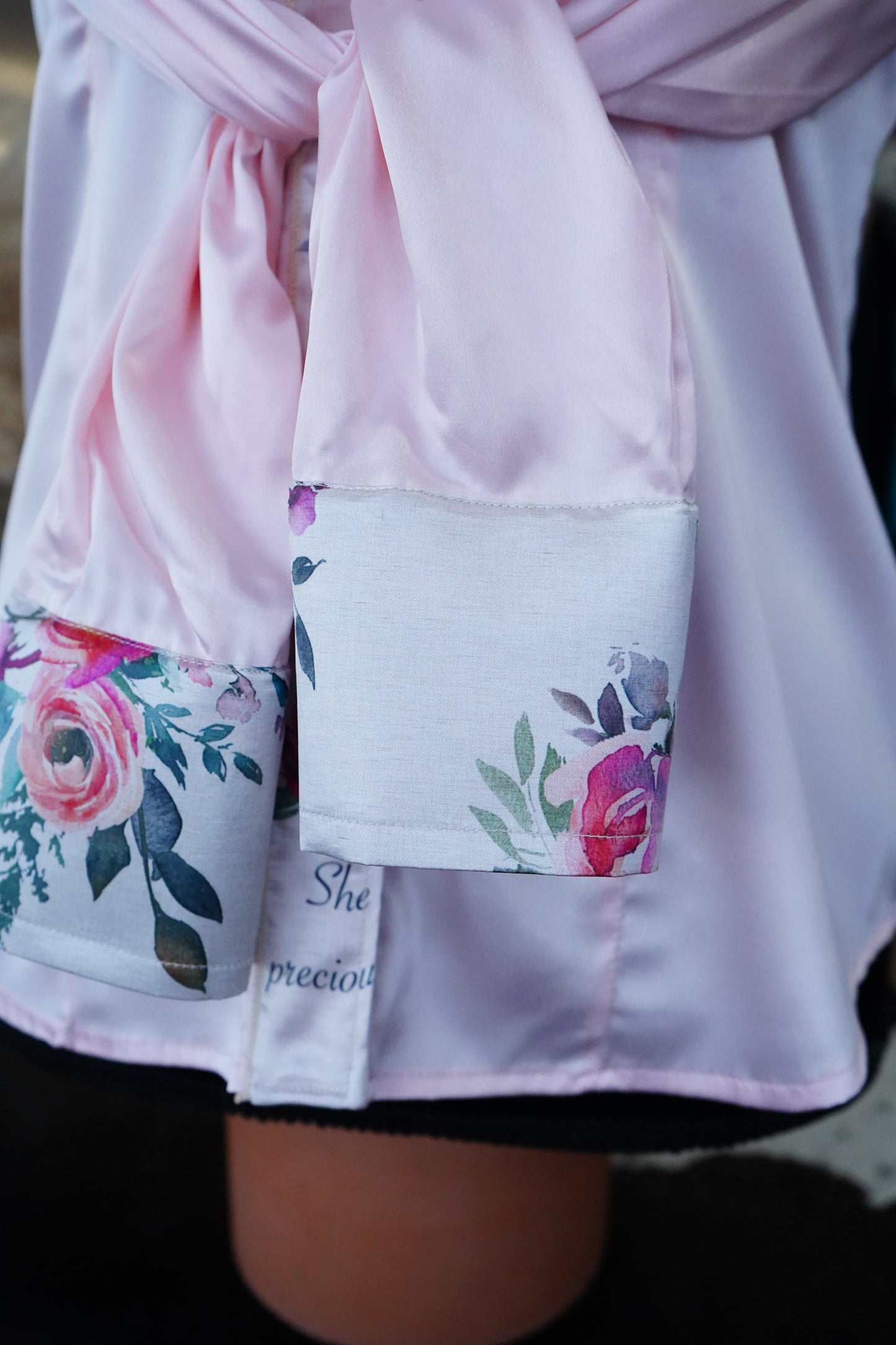 M - Tan Verses on Light Pink Satin Button Down