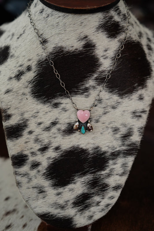 Multi Stone Heart Cluster Necklace