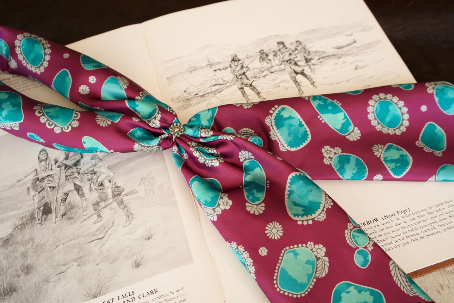 Turquoise Stones on Purple Wild Rag