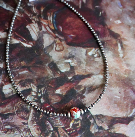 Sterling Silver Pearls w/ Dahlia Bead Necklace - 14”