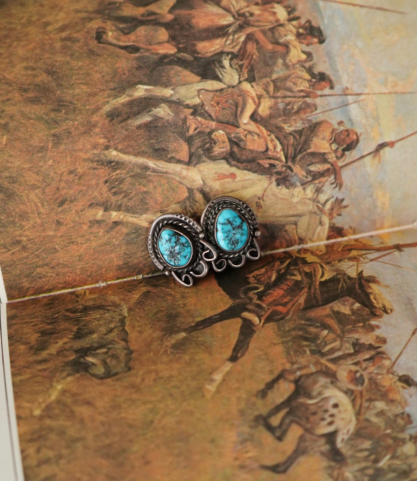 Vintage Turquoise Clip On Earrings