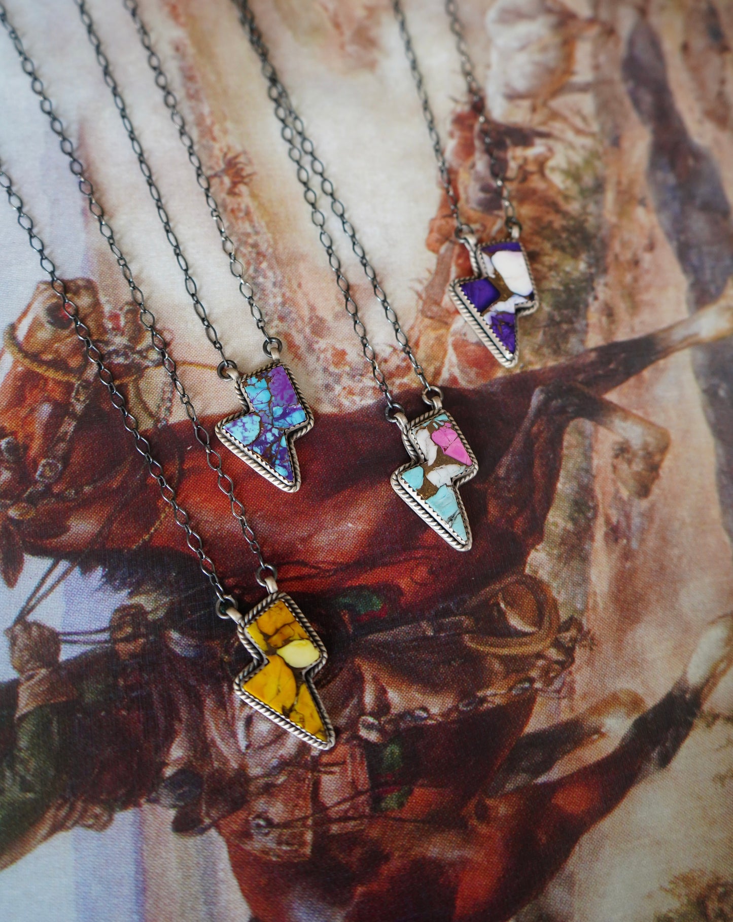 Turquoise Lightening Bolt Necklaces