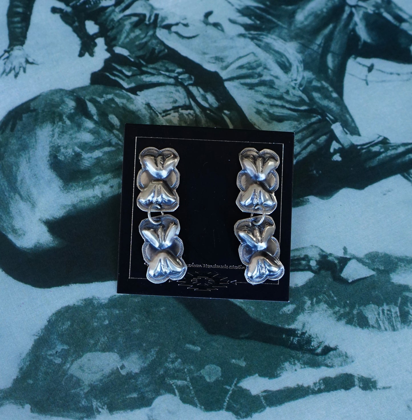 Joan Begay Sterling Silver Dangly Stud Earrings