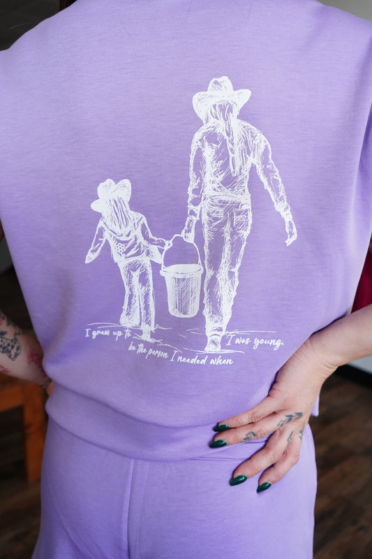 Grew Up - Lavender Scuba High Neck 1/2 Zip Pullover & Dolphin Shorts Set