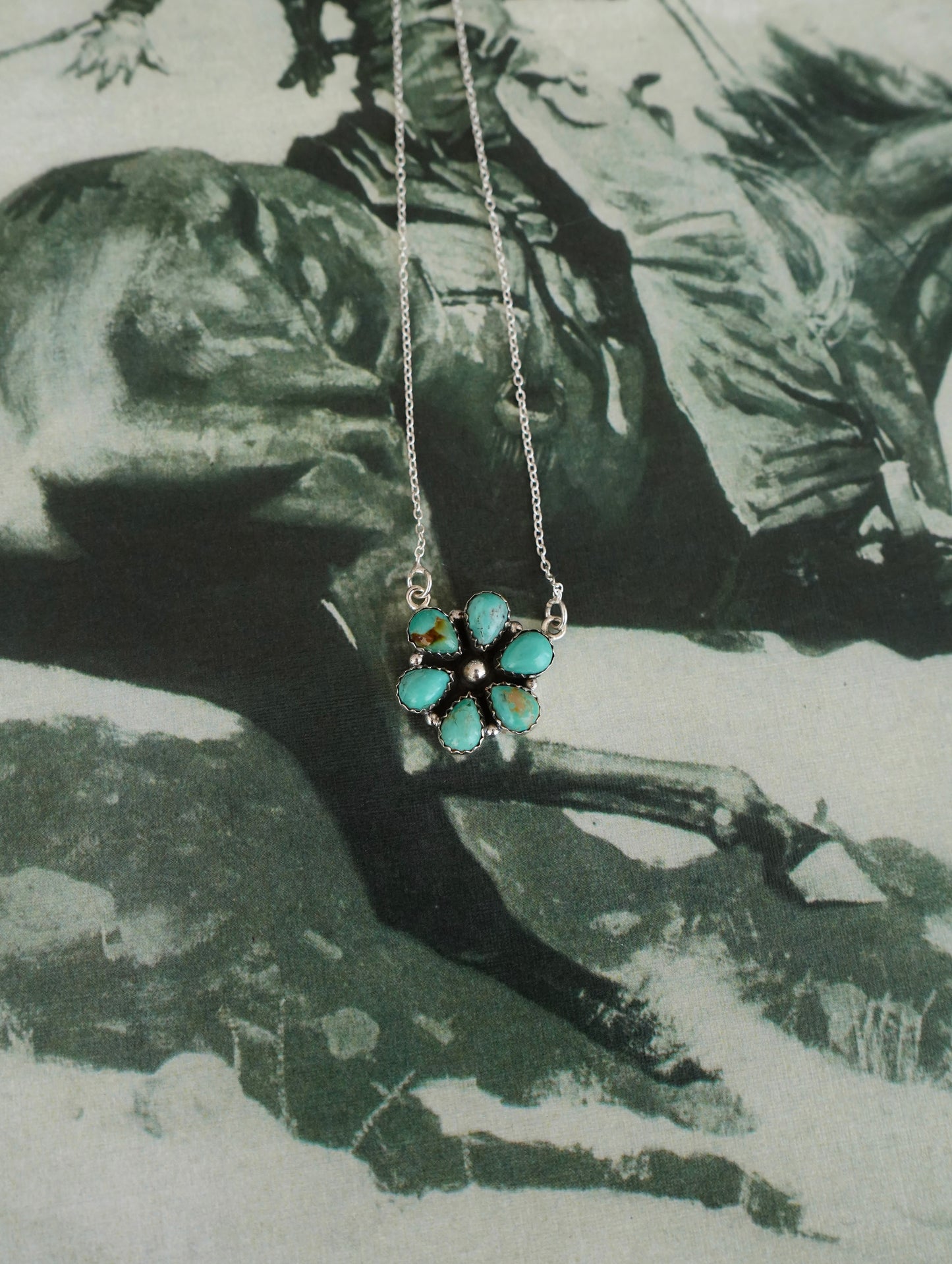Kingman Turquoise Flower Necklace