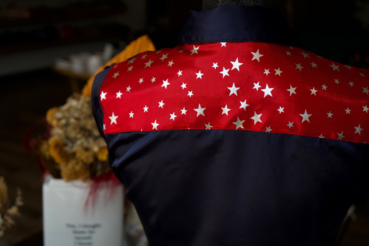 S - Shiny Stars on Navy Button Down Disco Cowgirl