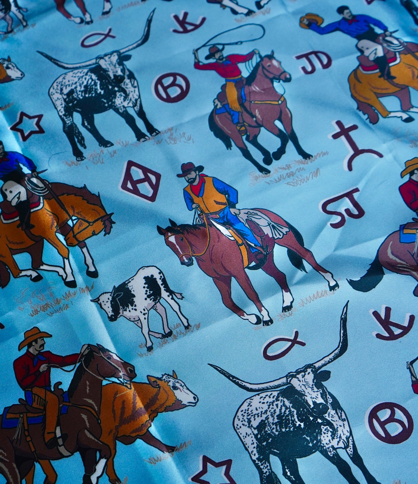 KIDS - Blue Branded Western Scene Wild Rag