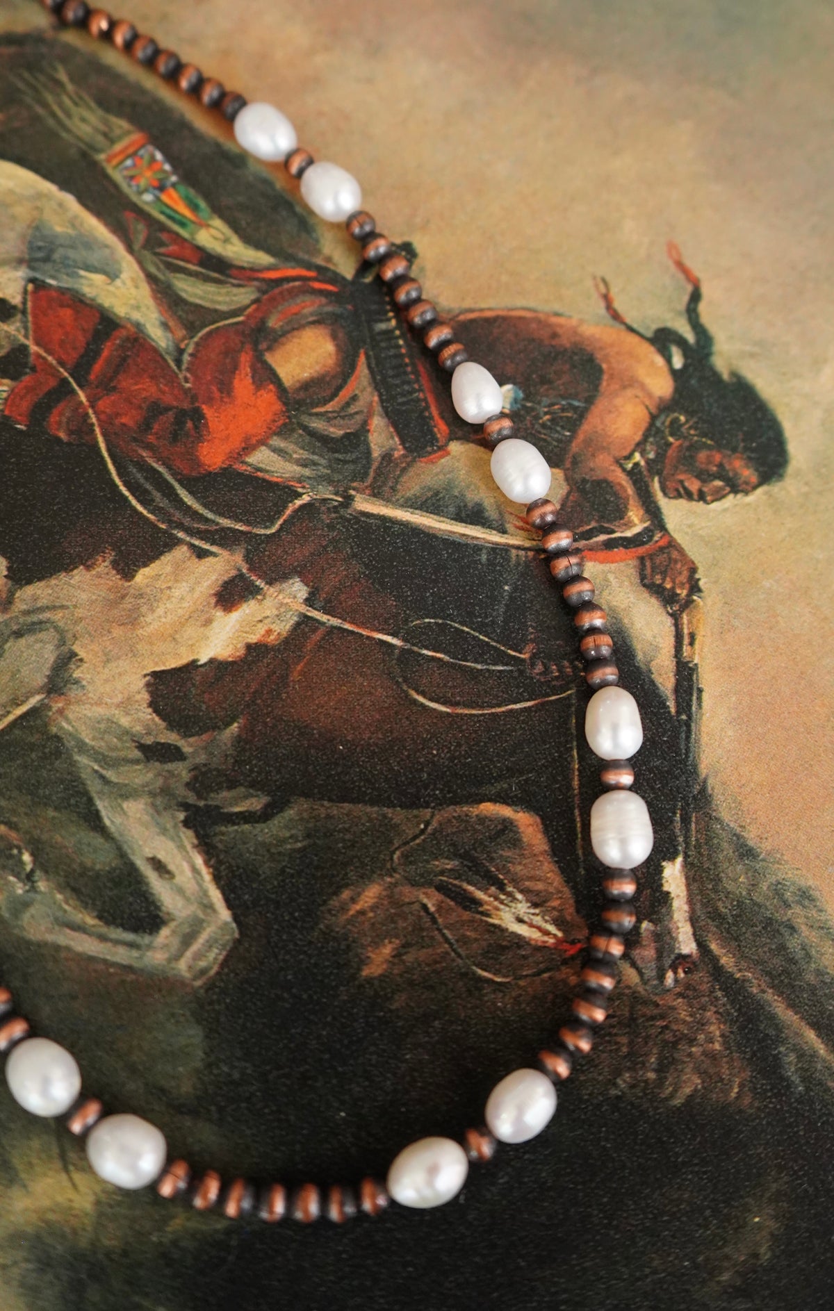 Copper & Freshwater Pearls Necklace - 16”